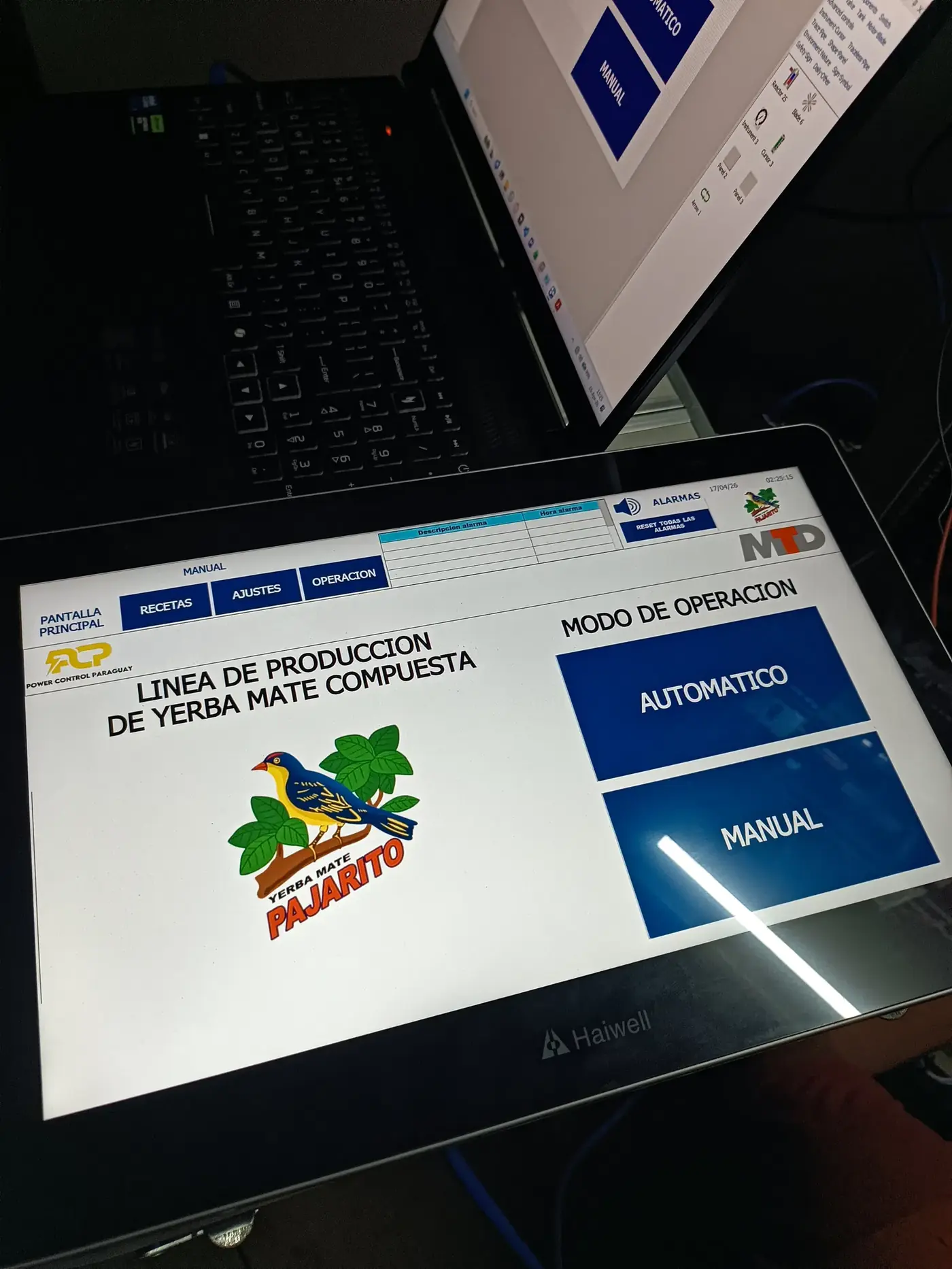 HMI de línea de yerba mate compuesta